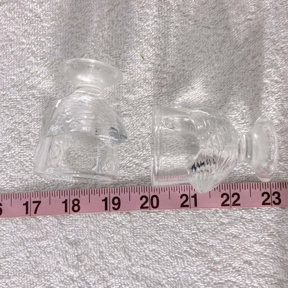 Vintage Clear Glass Chicken Shaped Egg Cups Shot Glasses x2 - Picture 2 of 9